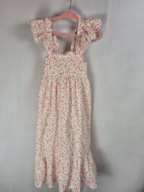 Copper Key Girls Cream And Pink Floral Ruffle Strap Dress 100% Cotton Size 4
